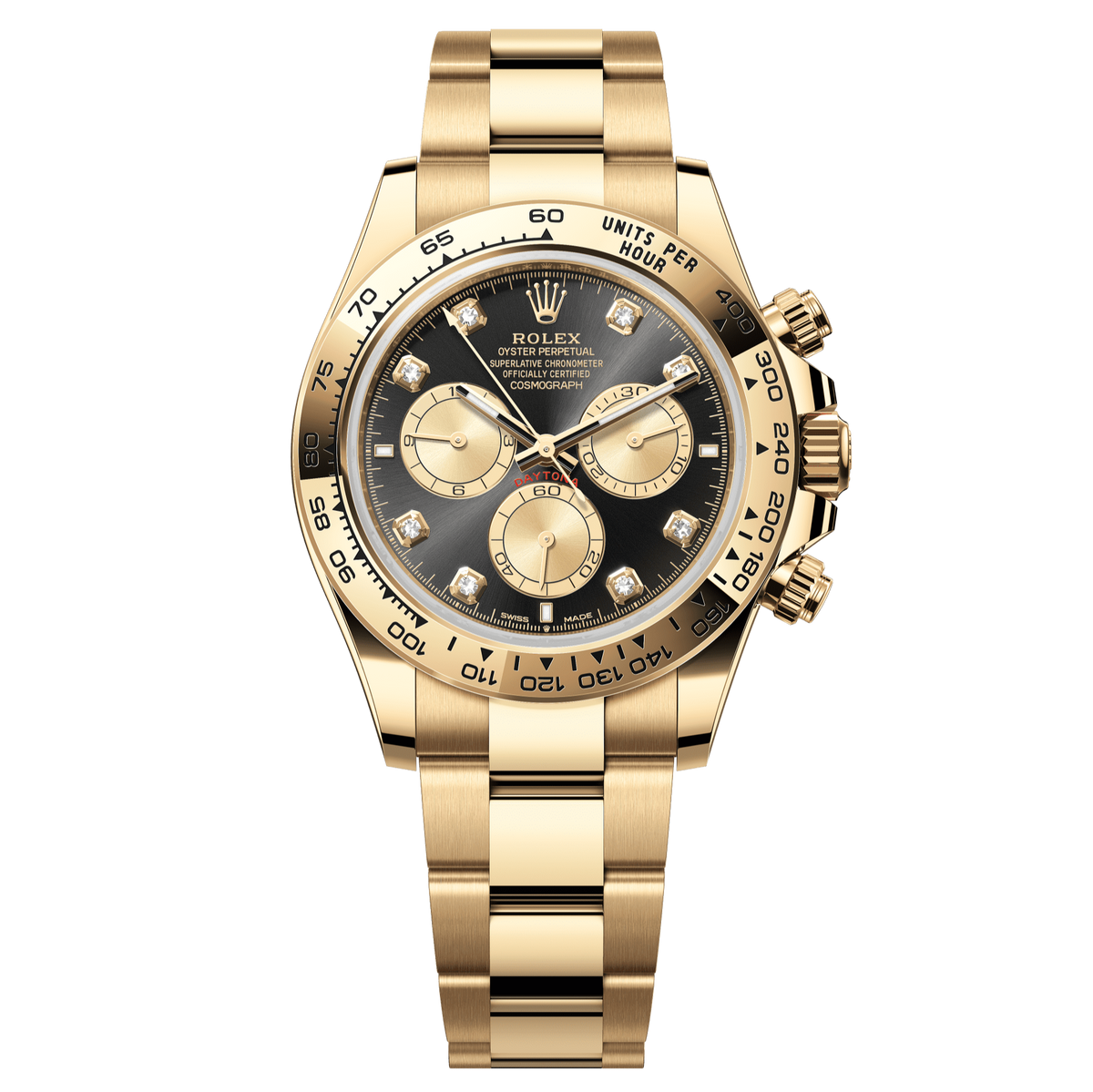 Rolex Oyster 40 mm Bright Black and Golden Set with Diamond 18k Yellow Gold 126508-0003
