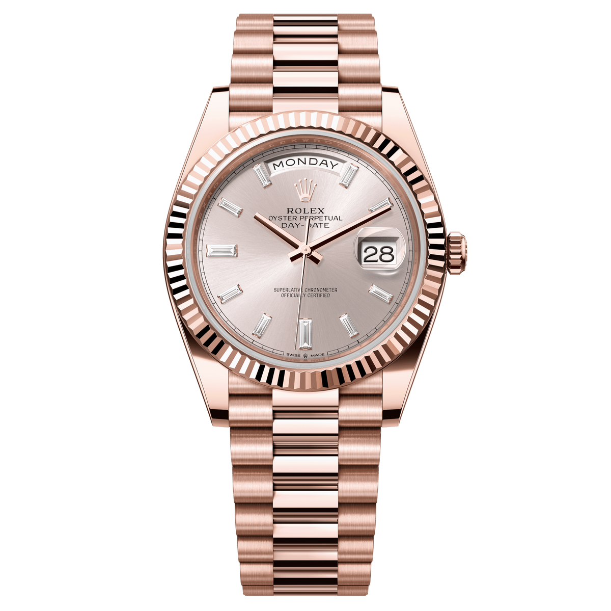 Rolex Oyster 40 mm Sundust Diamonds 18k Everose Gold President 228235-0004