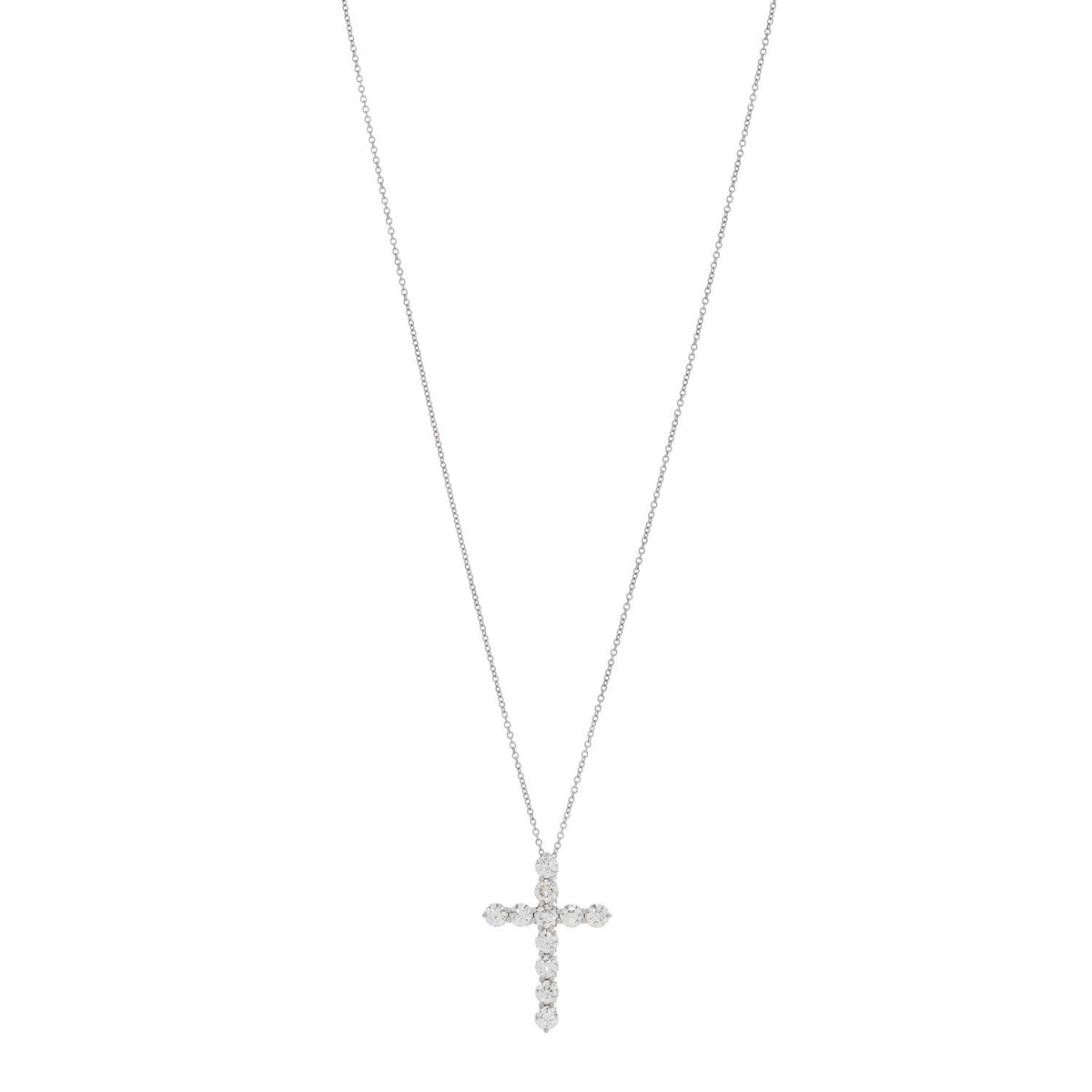 Tiffany Platinum Diamond 1.71ct Large Cross Pendant Necklace