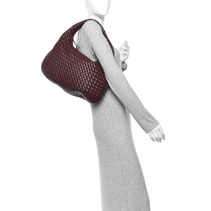 Bottega Veneta Lambskin Intrecciato Medium Padded Veneta Deep Mahogany