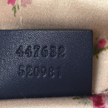 Gucci Denim Matelasse Small Pearly GG Marmont Chain Shoulder Bag Blue
