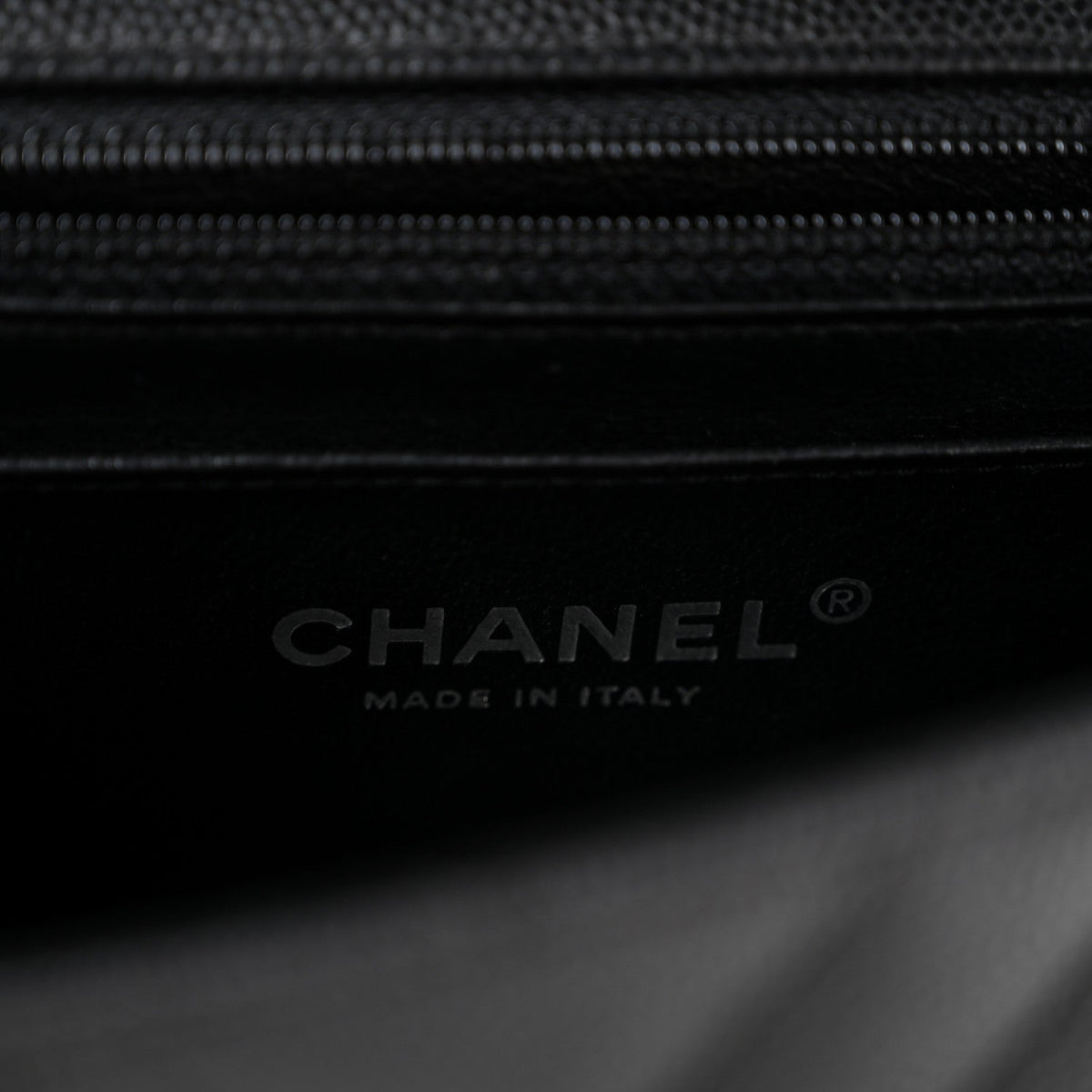 Chanel Caviar Chevron Quilted Mini Rectangular Flap Black