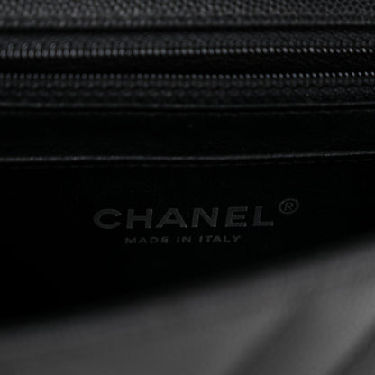 Chanel Caviar Chevron Quilted Mini Rectangular Flap Black