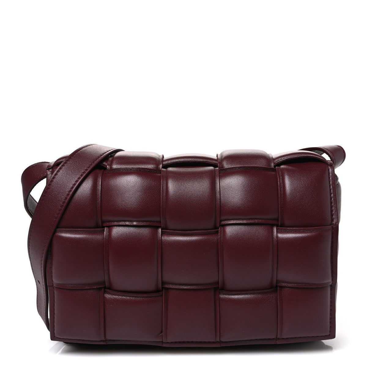 Bottega Veneta Nappa Maxi Intreccio Padded Cassette Crossbody Bag Dark Red