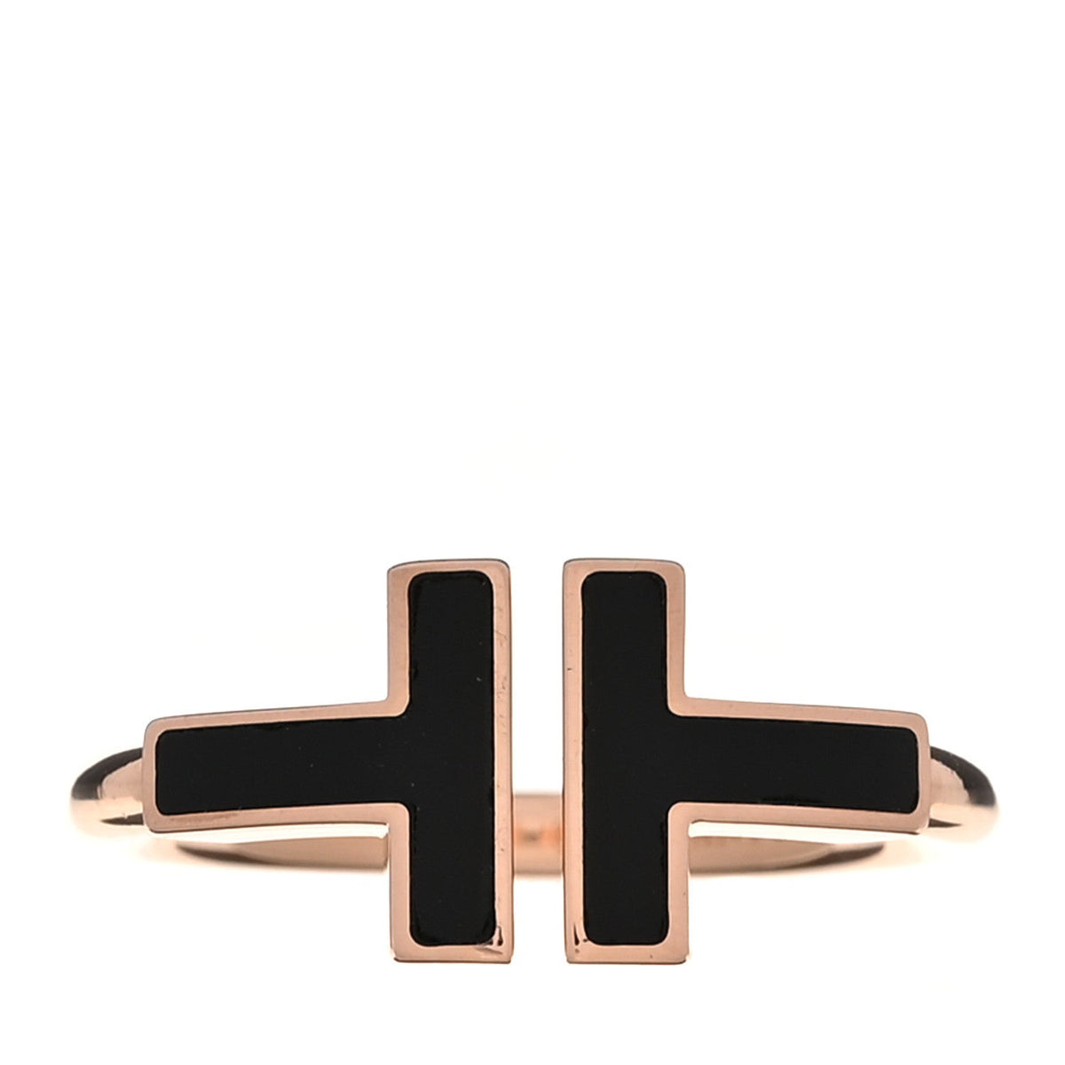 Tiffany 18K Rose Gold Black Onyx T Wire Ring 49 5