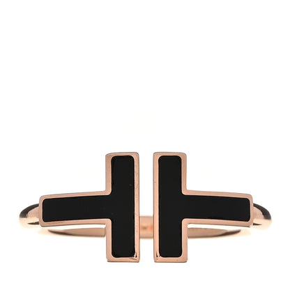 Tiffany 18K Rose Gold Black Onyx T Wire Ring 49 5