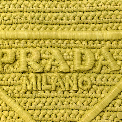 Prada Yarn Raffia Effect Crochet Triangle Shoulder Bag Giallo 1857168