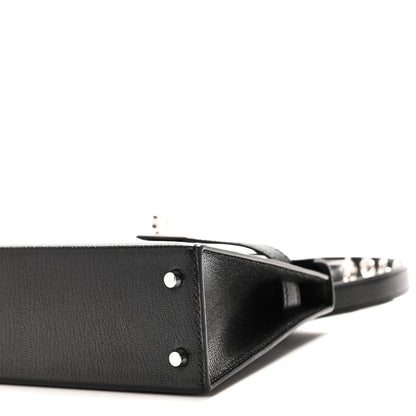 Hermes Chevre Chamkila Clou de Coeur Mini Kelly Sellier 20 Black