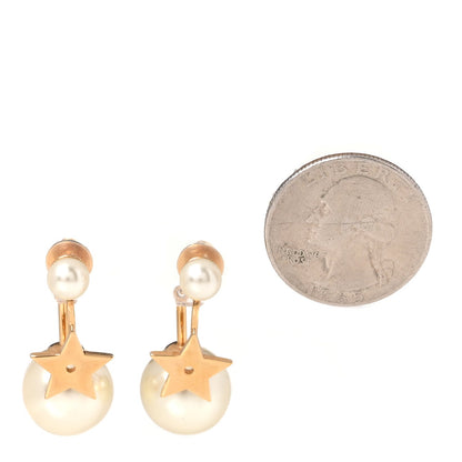 Christian Dior Pearl Crystal My ABCDior Tribales Etoile Star Earrings Gold