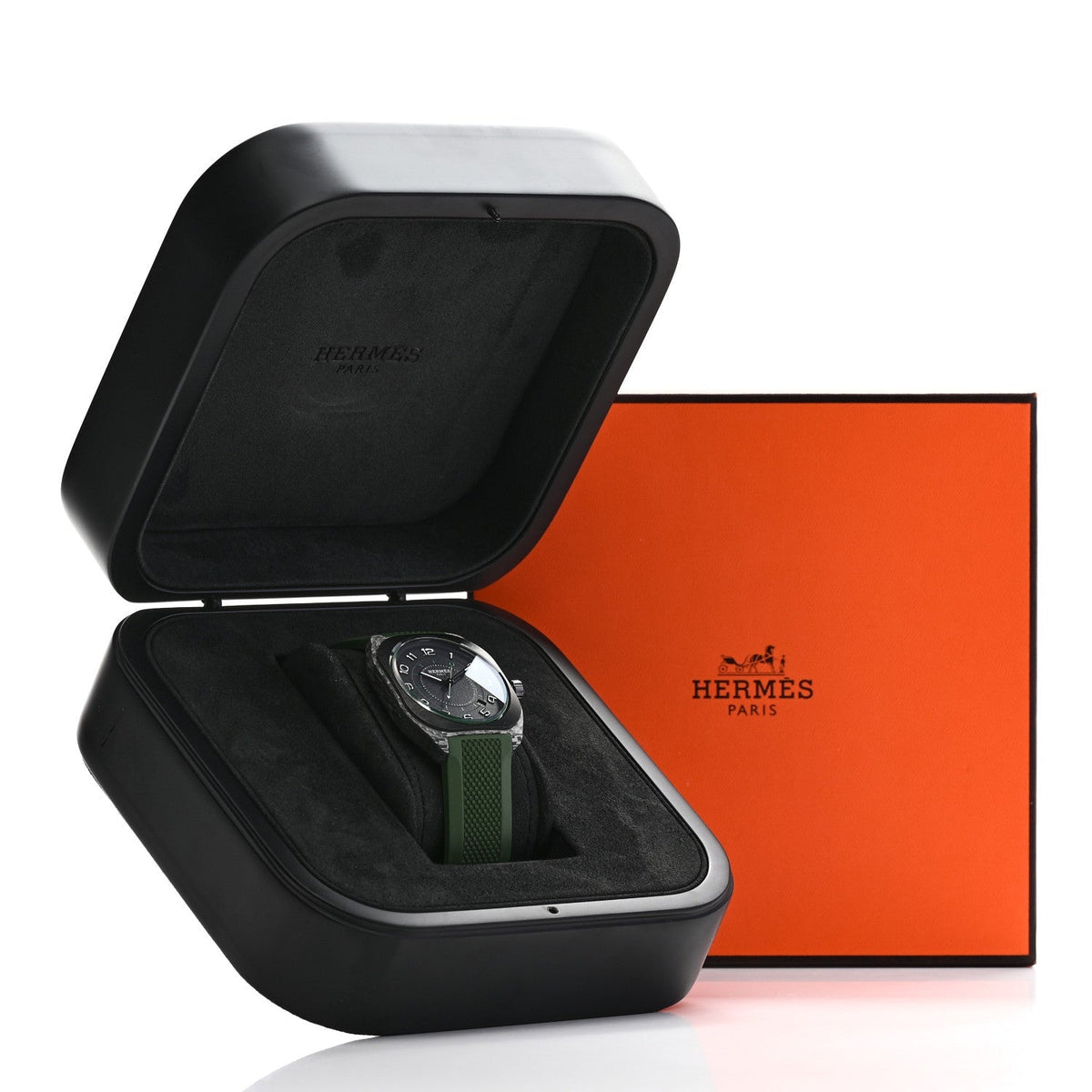 Hermes Glass Fiber Ceramic Rubber 39mm H08 Automatic Watch Vert 1946267