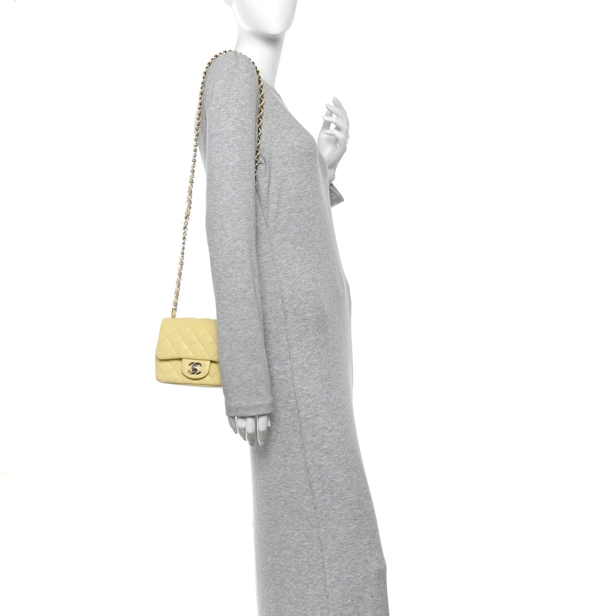 Chanel Lambskin Quilted Mini Square Flap Bag Light Yellow 1871452