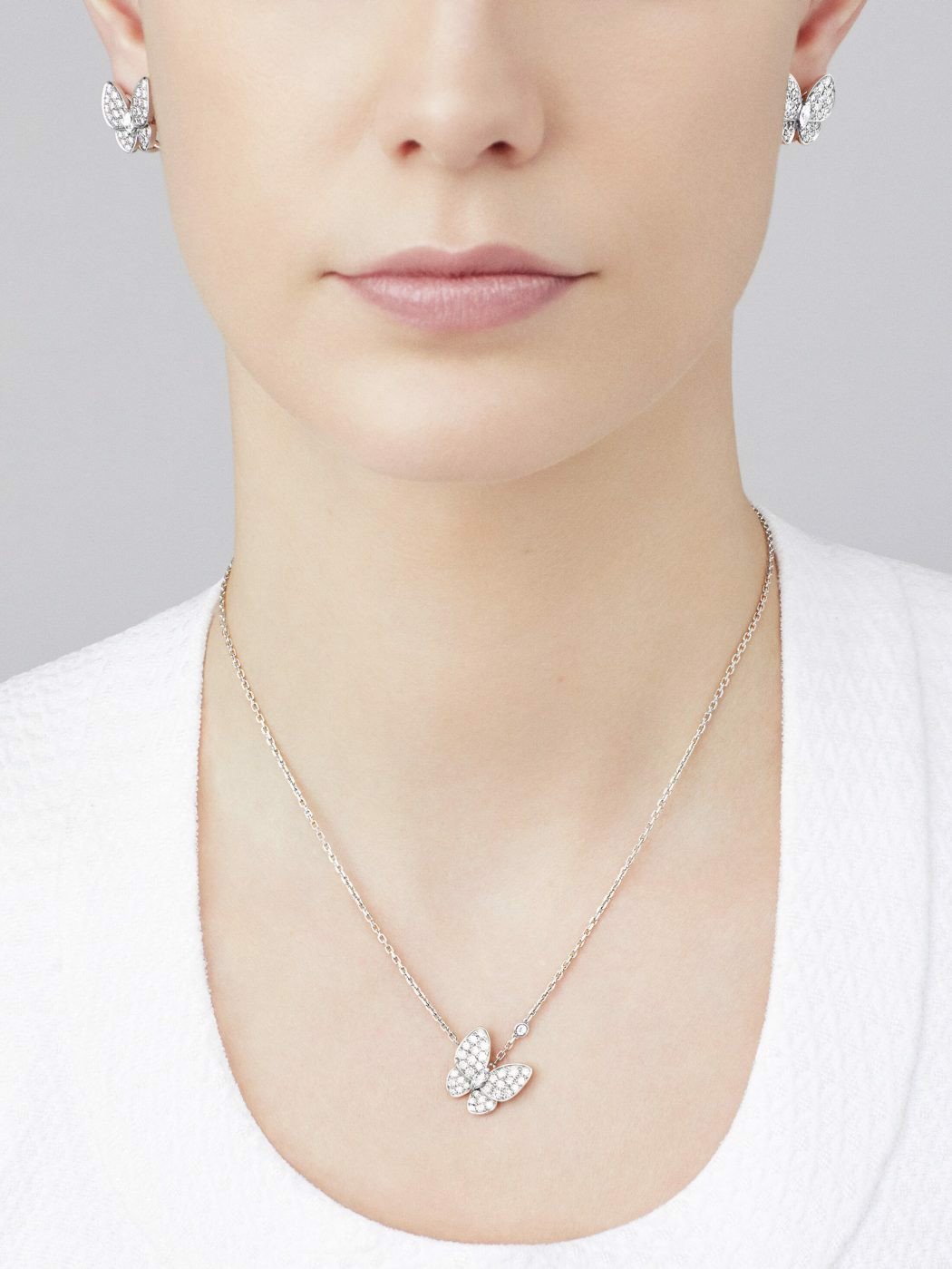 18K Diamond VCA Two Butterfly Pendant