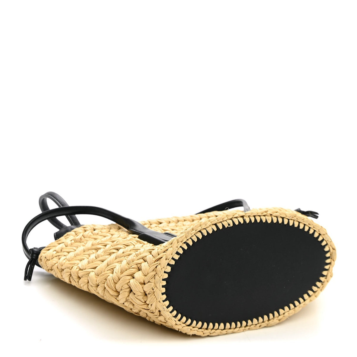 Bottega Veneta Raffia Calfskin Small Arco Basket Black 1945702