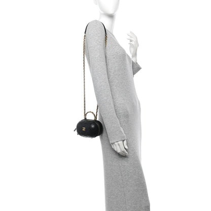 Chanel Lambskin Quilted CC Bubble Vanity Case With Chain Black