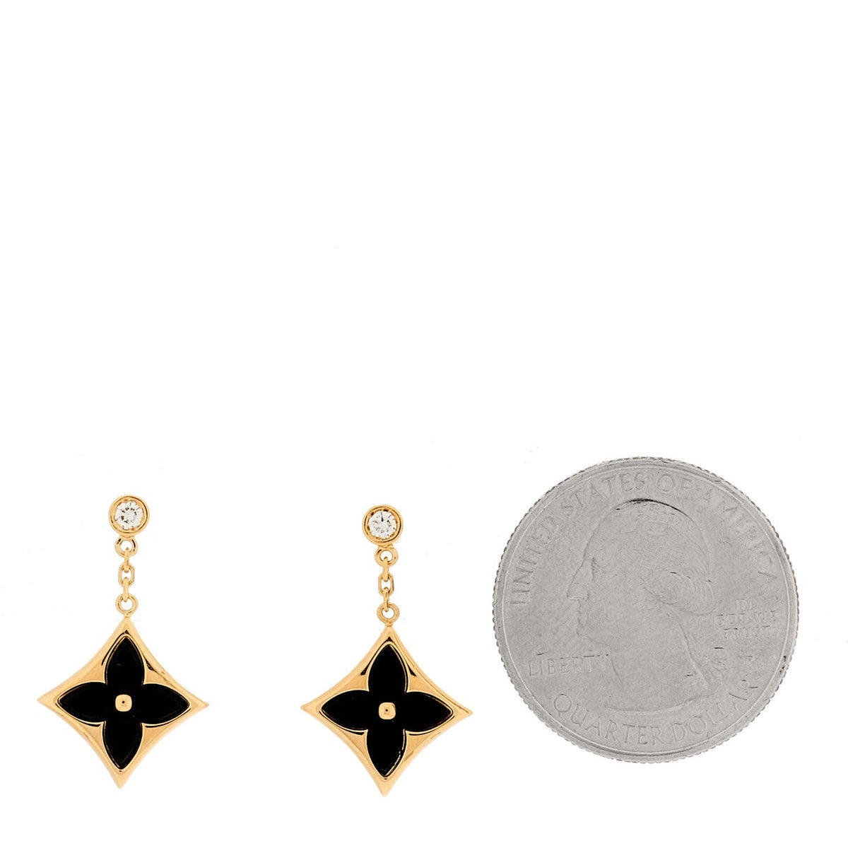 Louis Vuitton 18K Yellow Gold Diamond Onyx Color Blossom BB Star Earrings