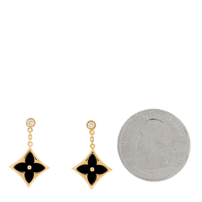Louis Vuitton 18K Yellow Gold Diamond Onyx Color Blossom BB Star Earrings