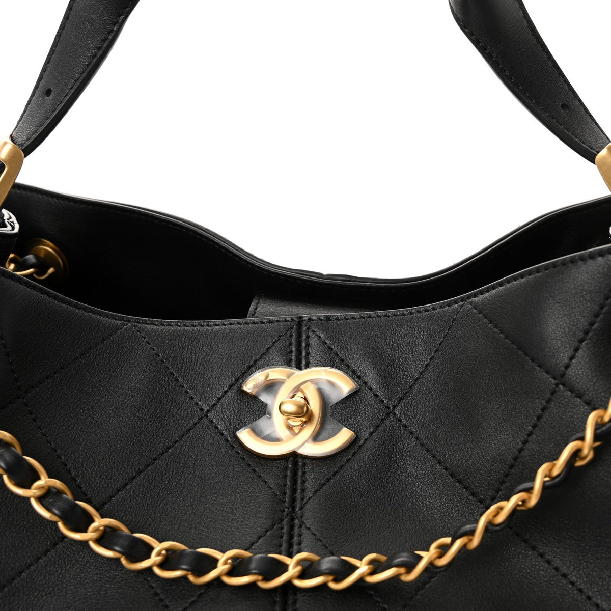Chanel Calfskin Quilted Small Coco Base Shopping Bag Black 1819266