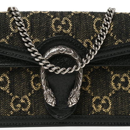 Gucci Jacquard Denim GG Monogram Super Mini Dionysus Shoulder Bag Black Ivory