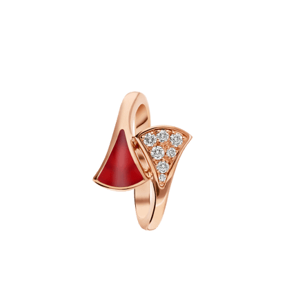 Bulgari 18K Rose Gold Carnelian Diamond Divas' Dream Ring