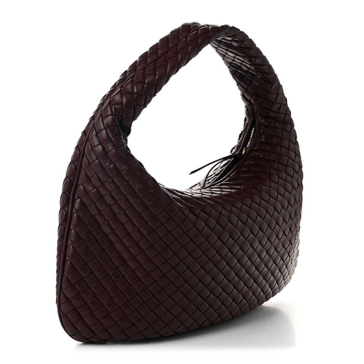 Bottega Veneta Lambskin Intrecciato Medium Padded Veneta Deep Mahogany