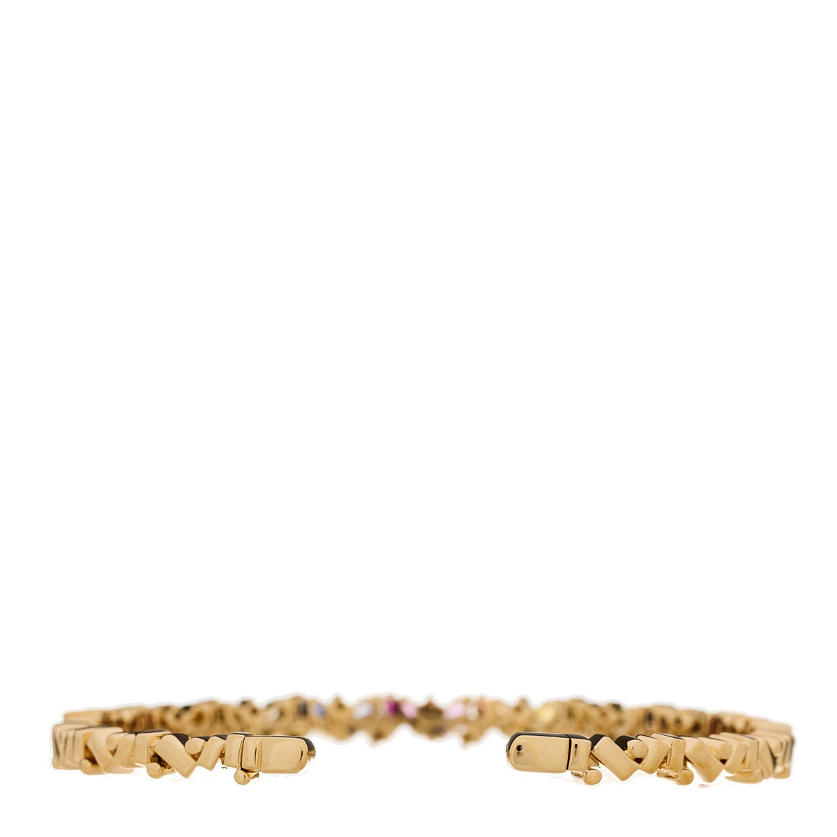 Suzanne Kalan 18K Yellow Gold Diamond Rainbow Sapphire Frenzy Cuff Bracelet