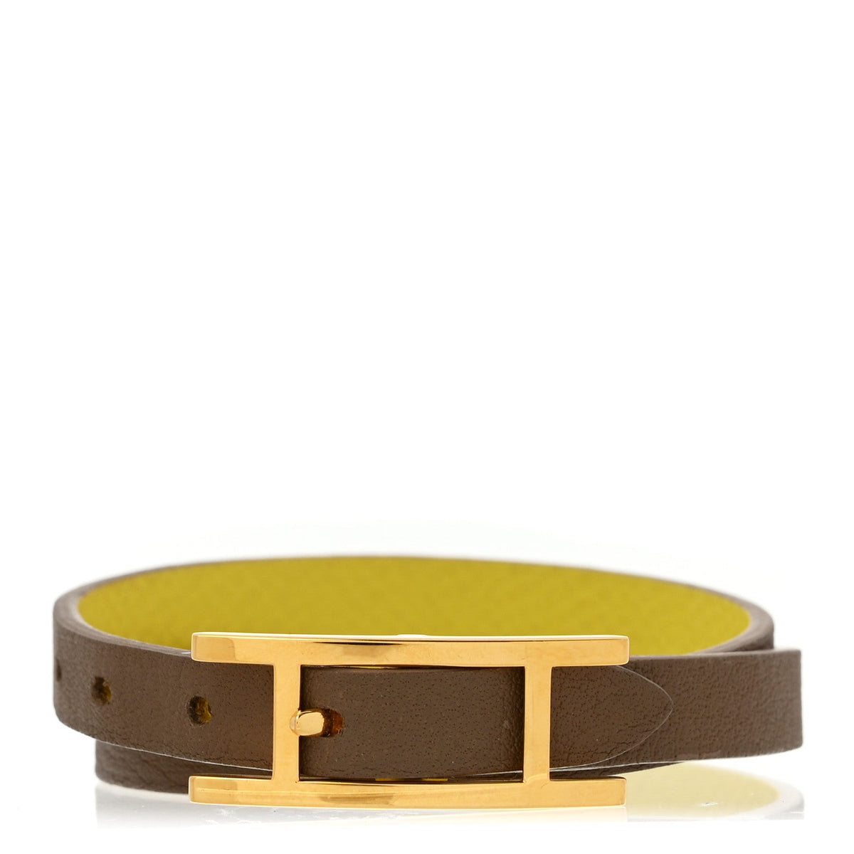 Hermes Epsom Swift Behapi Double Tour Bracelet XS Lime Etoupe