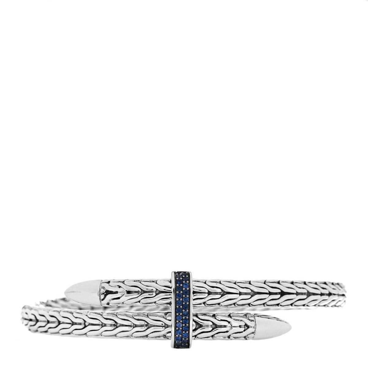 John Hardy Sterling Silver Blue Sapphire Classic Chain Spear Flex Cuff Bracelet