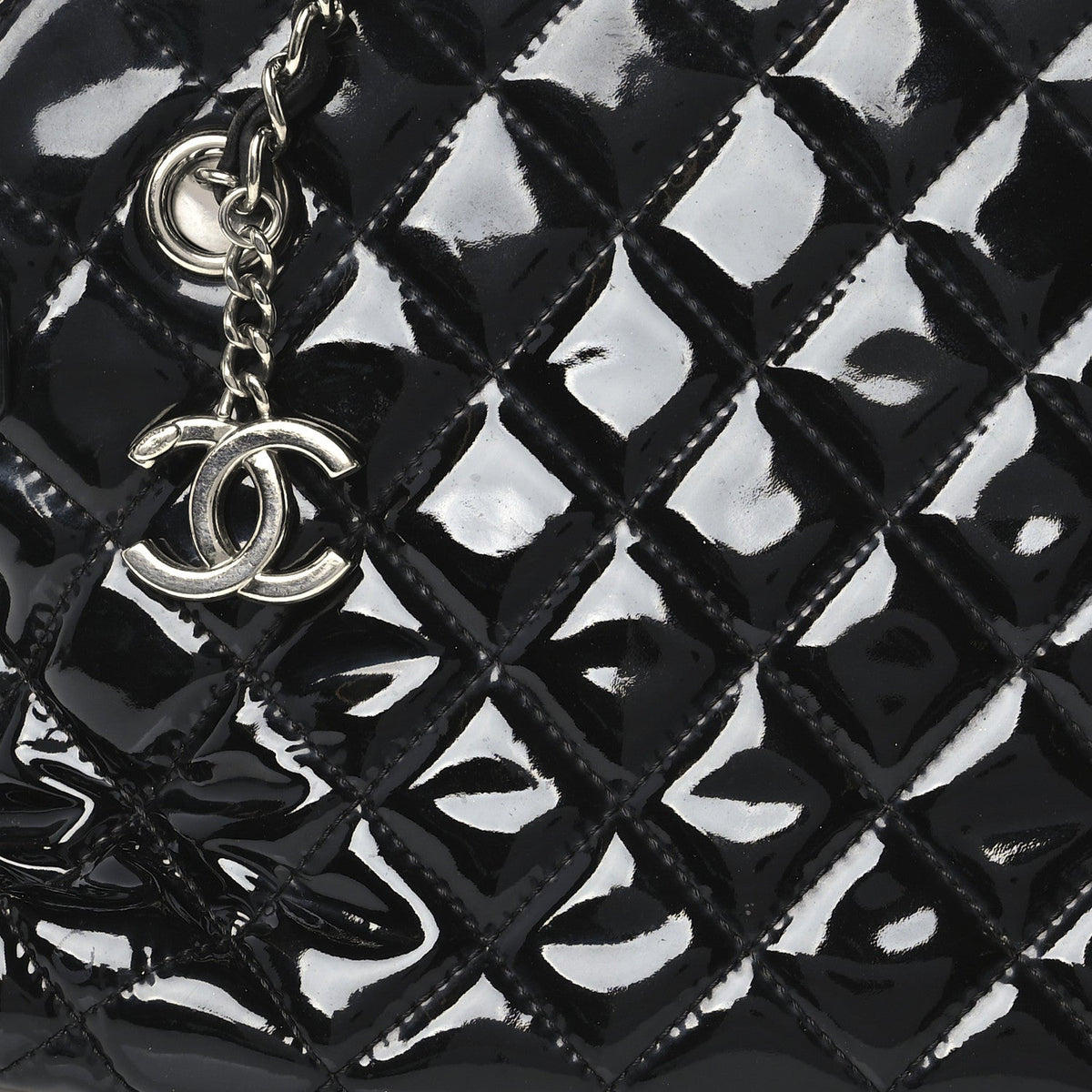 Chanel Patent Quilted Just Mademoiselle Bowling Bag Black 1986915