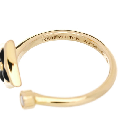 Louis Vuitton 18K Yellow Gold Diamond Onyx Blossom Ring 48 4.5