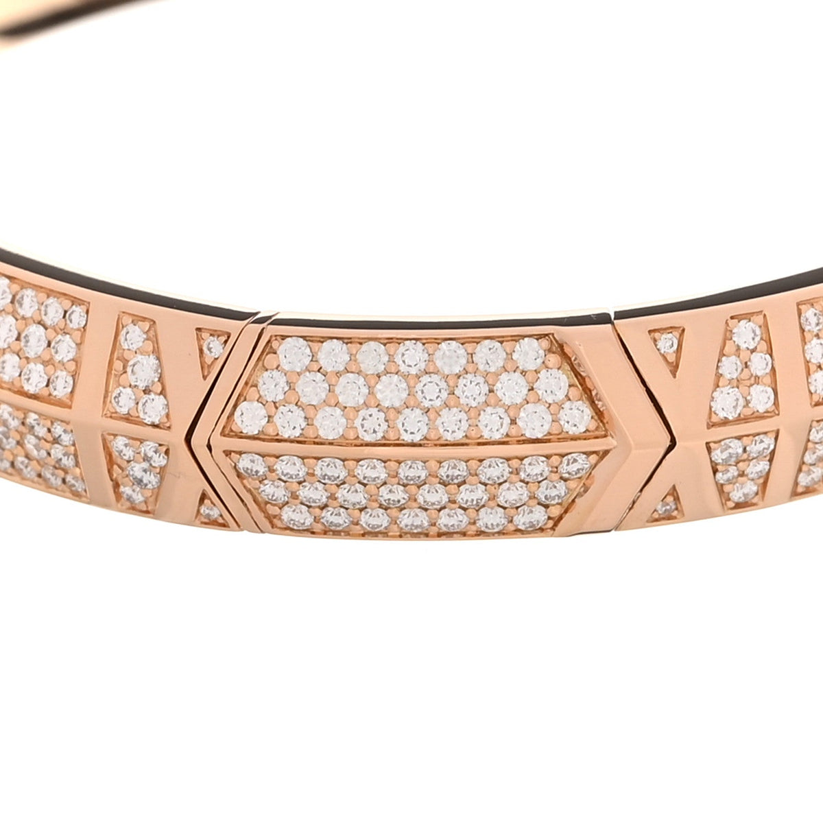 Tiffany 18K Rose Gold Diamond Atlas Closed Wide Hinged Bangle Bracelet