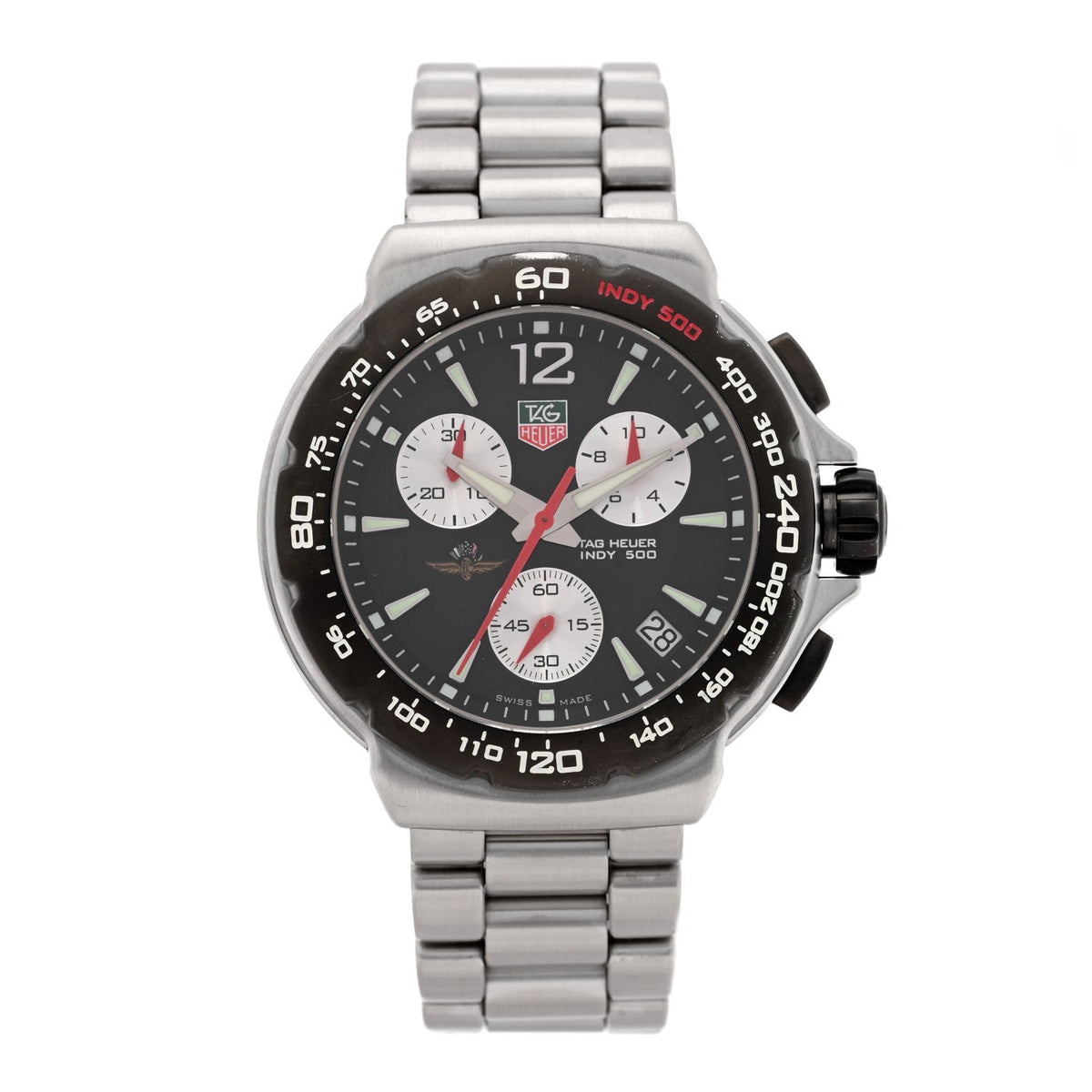 Tag Heuer Stainless Steel 41mm Formula 1 Indy 500 Watch Black CAC111A