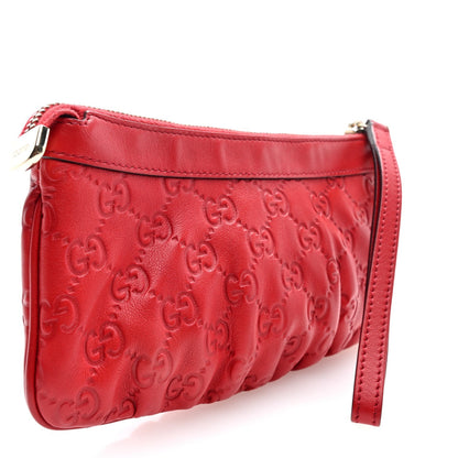 Gucci Guccissima Signature New Britt Wristlet Red