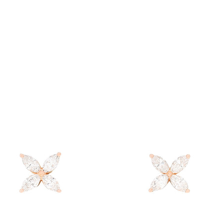 Tiffany 18K Rose Gold Diamond .92ct Medium Victoria Earrings