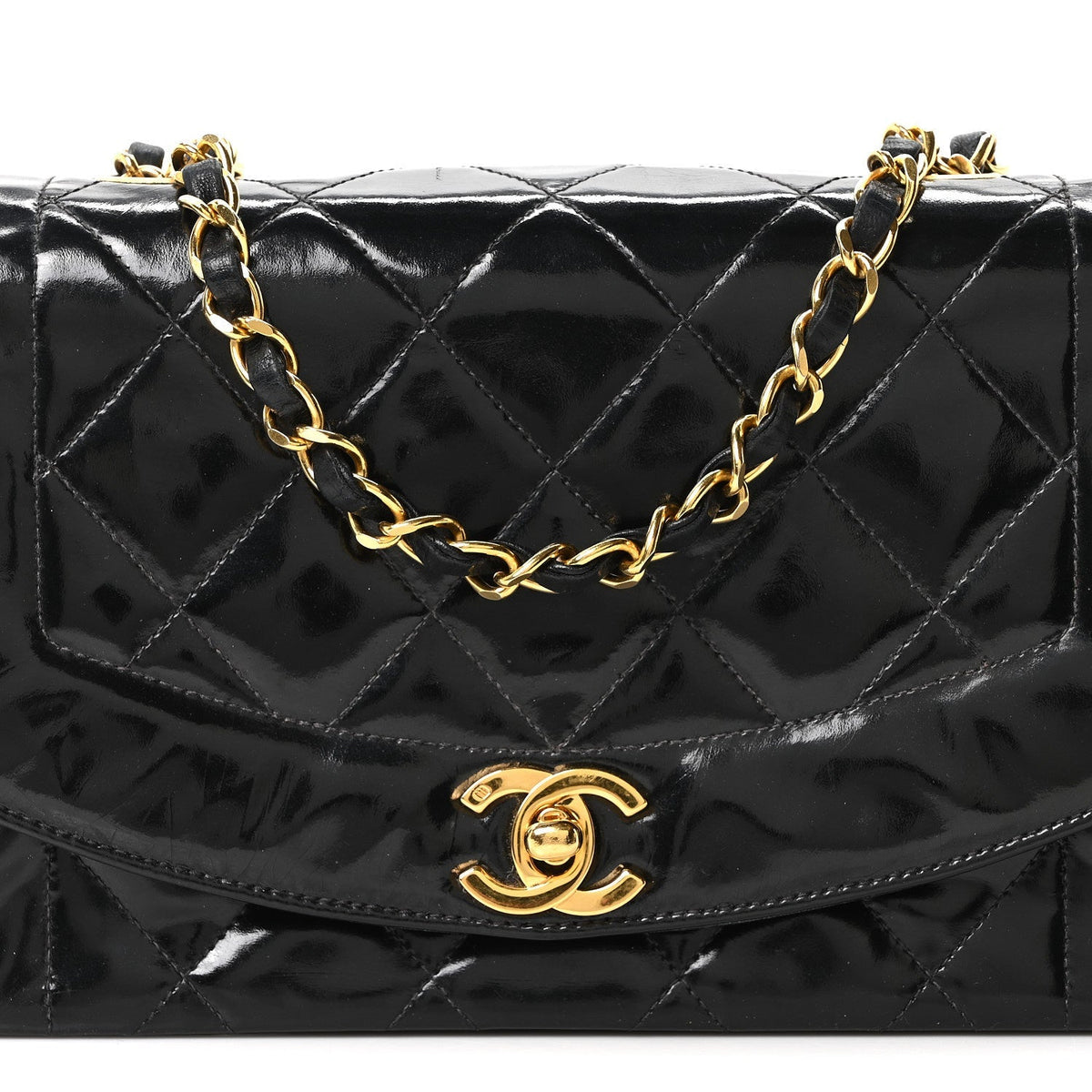 Chanel Patent Quilted Small Single Flap Black