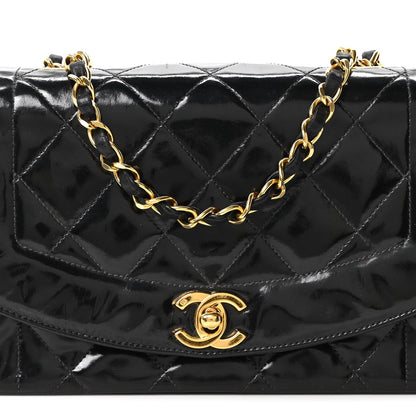 Chanel Patent Quilted Small Single Flap Black