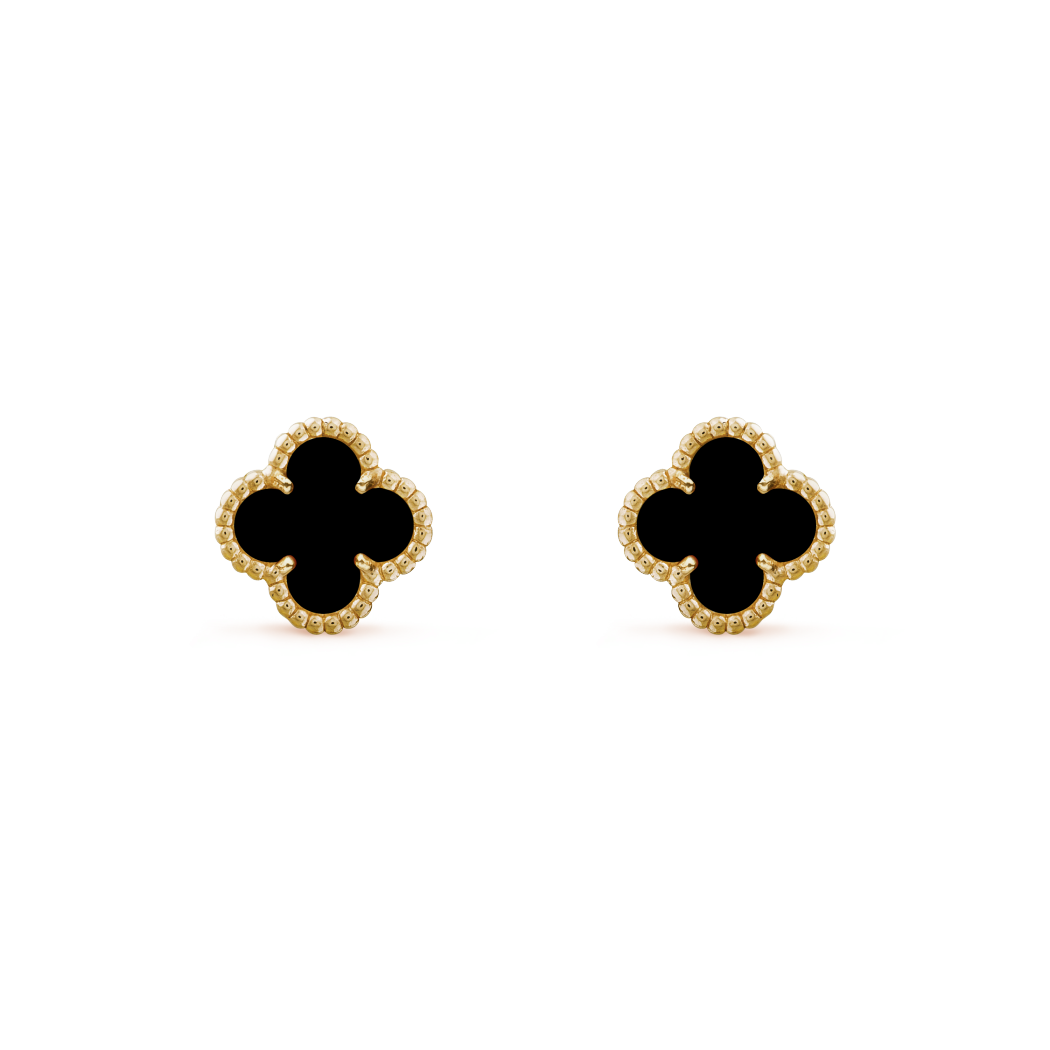 18K Yellow Gold Onyx VCA Sweet Alhambra Earstuds