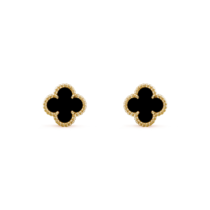 18K Yellow Gold Onyx VCA Sweet Alhambra Earstuds