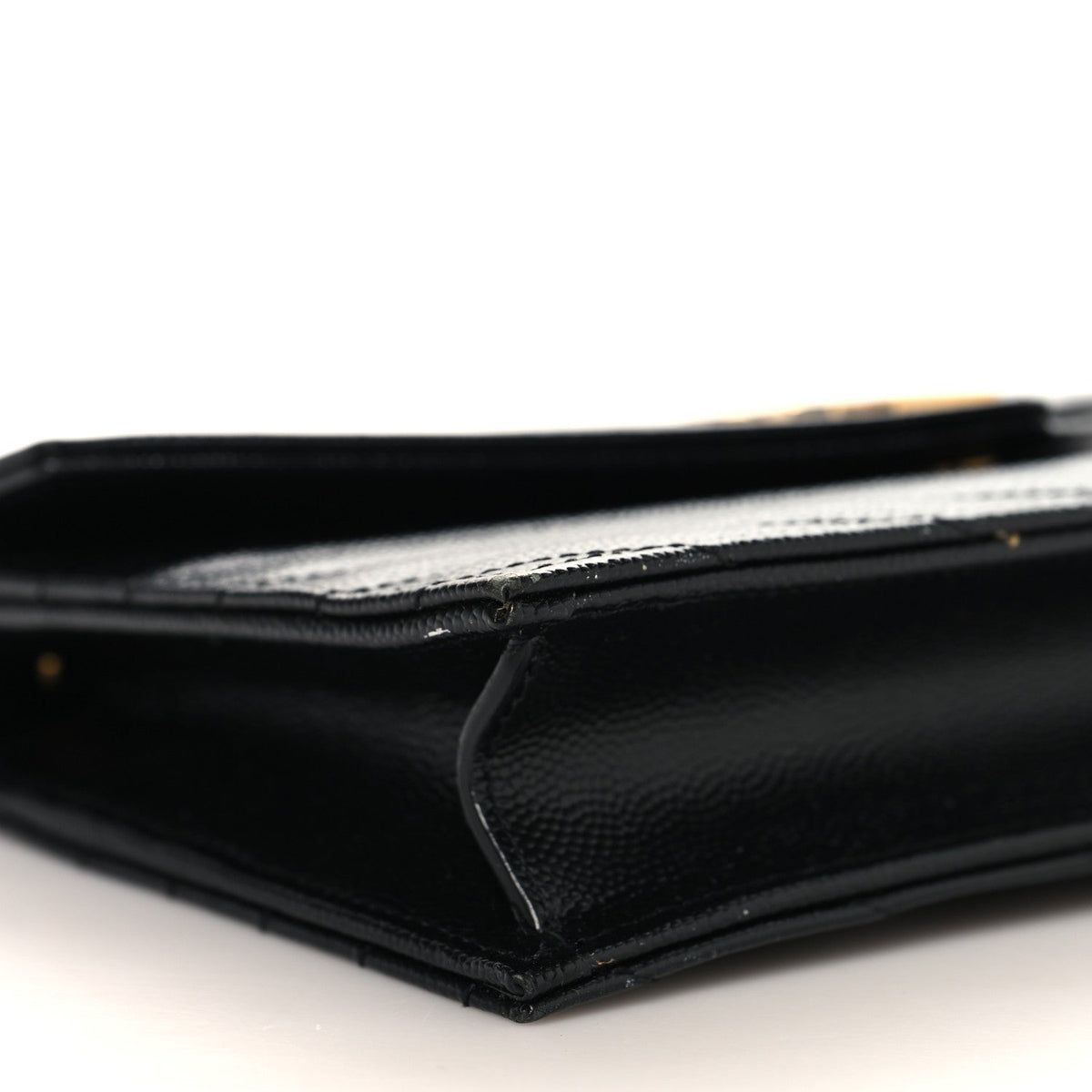 Saint Laurent Grain De Poudre Matelasse Chevron Monogram Envelope Chain Wallet Black
