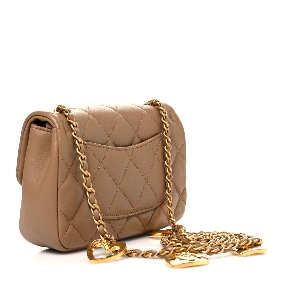 Chanel Lambskin Quilted Mini Heart Charms Flap Beige 1908674