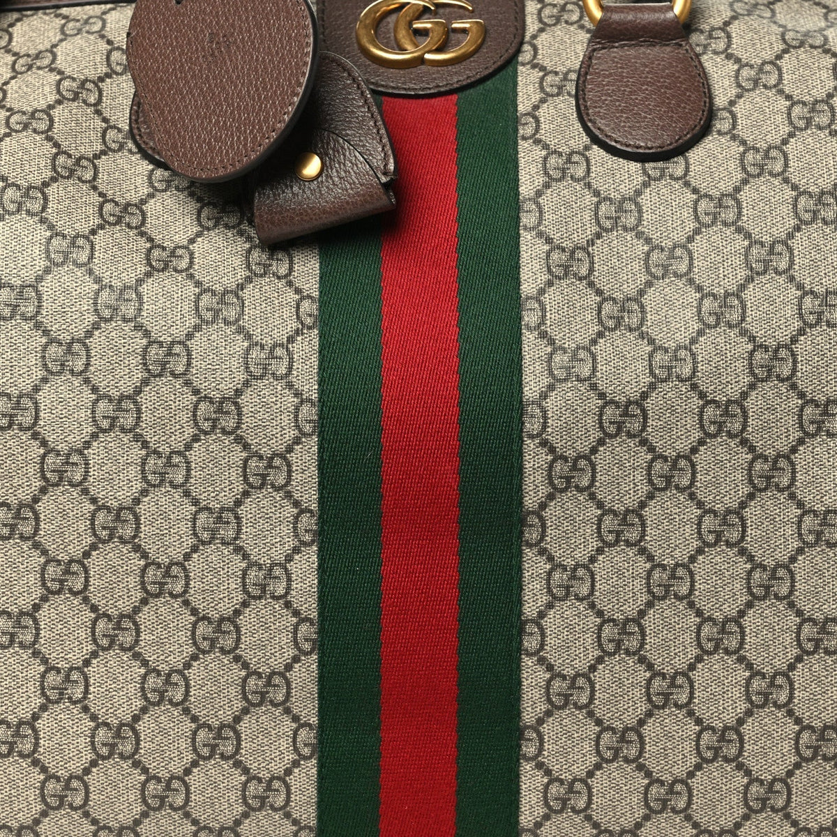 Gucci GG Supreme Monogram Medium Ophidia Carry-On Duffle Bag Beige Ebony