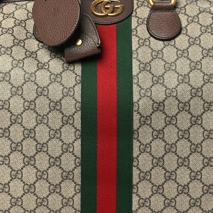 Gucci GG Supreme Monogram Medium Ophidia Carry-On Duffle Bag Beige Ebony