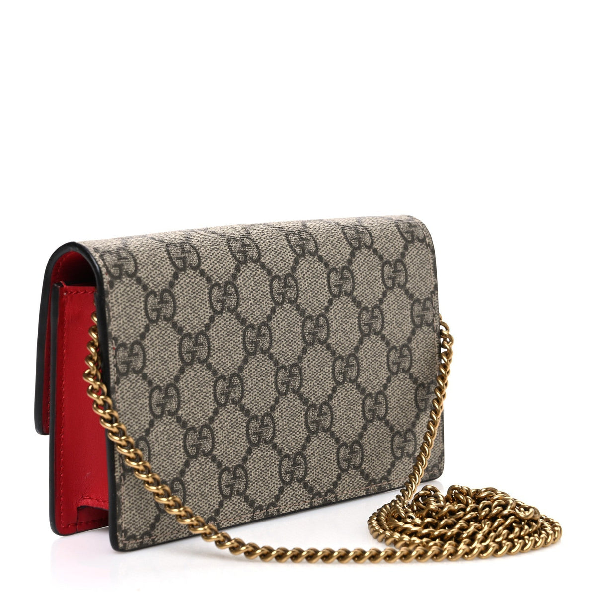 Gucci GG Supreme Monogram Mini Cherry Chain Bag Beige Red