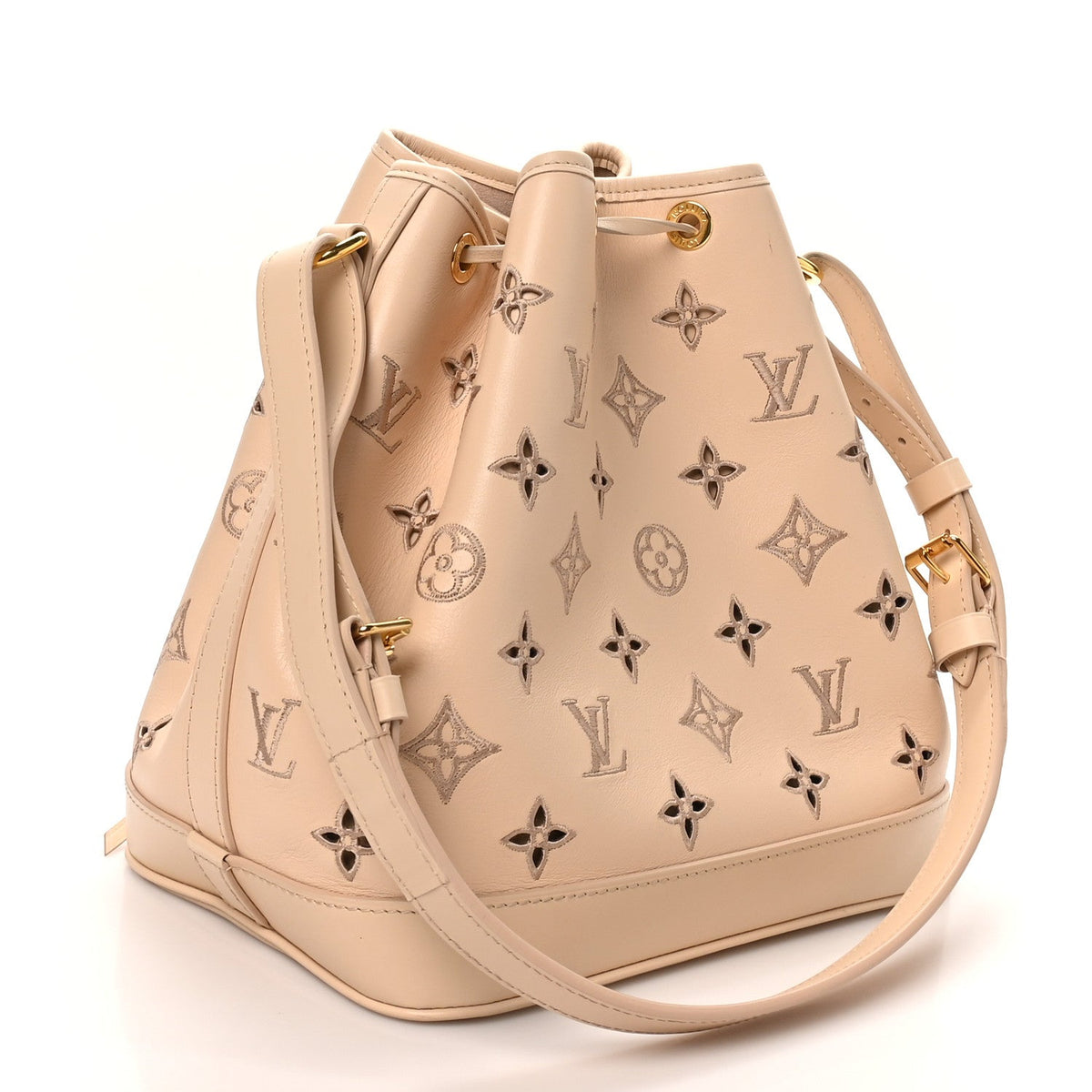 Louis Vuitton Calfskin Monogram Cutout Petit Noe Neutral