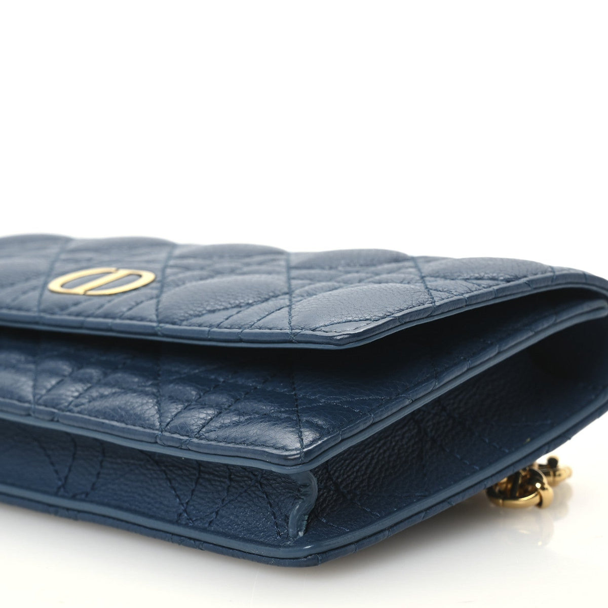 Christian Dior Supple Calfskin Cannage Caro Belt Pouch Steel Blue