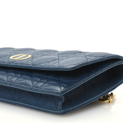 Christian Dior Supple Calfskin Cannage Caro Belt Pouch Steel Blue