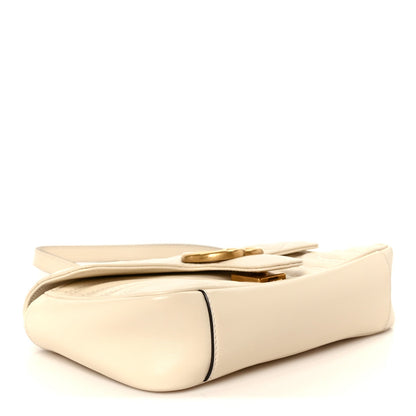 Gucci Calfskin Matelasse Mini GG Marmont Shoulder Bag White