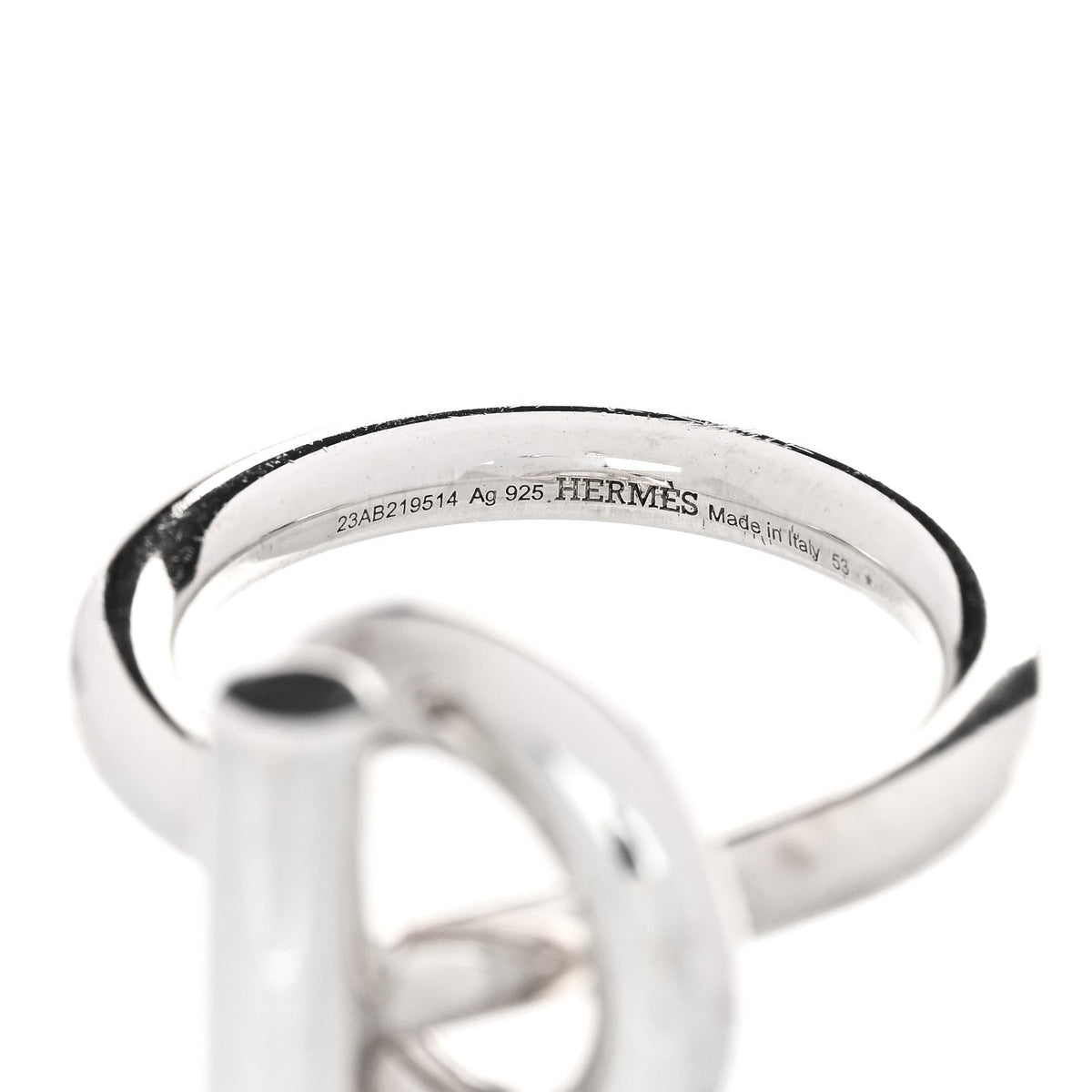 Hermes Sterling Silver GM Echappee Ring 53 6.5