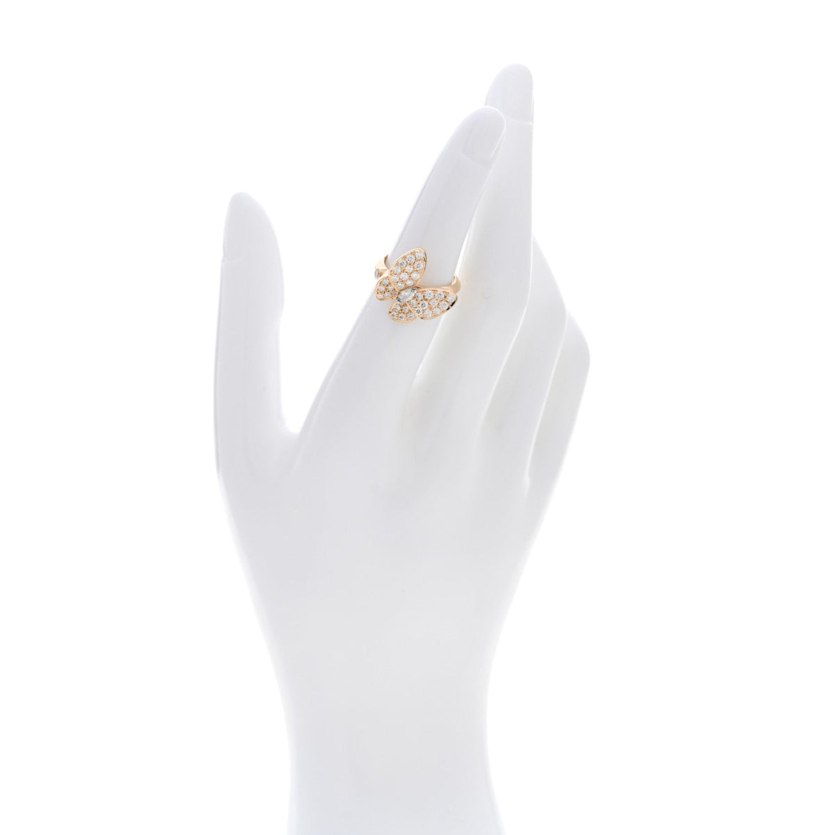 Van Cleef & Arpels 18K Yellow Gold Diamond Two Butterfly Ring 50 5.25