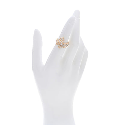 Van Cleef & Arpels 18K Yellow Gold Diamond Two Butterfly Ring 50 5.25