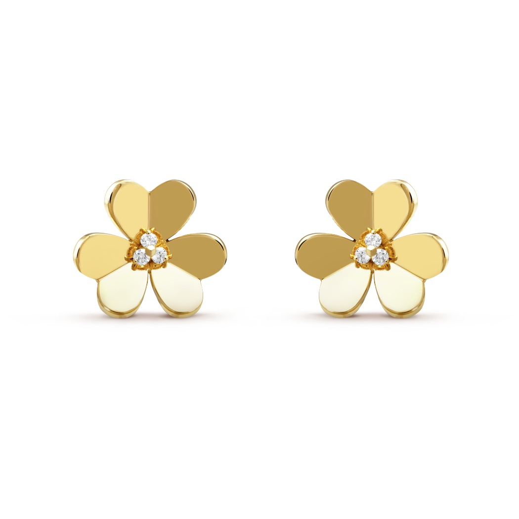 18K Gold Diamond VCA Frivole Large Earrings
